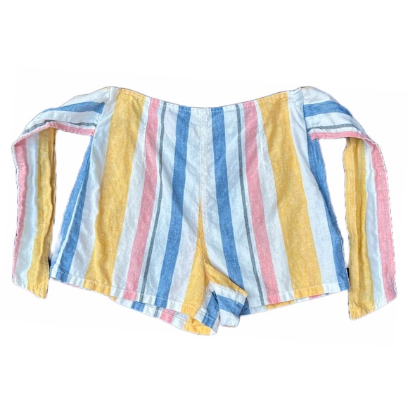 💖 C&C california Shorts | 100% Linen | Pastel Stripes | Tie at Waist | Size 4 - Picture 3 of 8